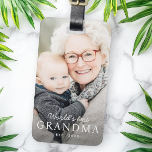 'S Werelds beste oma grootmoeder beste jaarfoto Bagagelabel