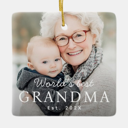 'S Werelds beste oma grootmoeder beste jaarfoto Keramisch Ornament (Voorkant)