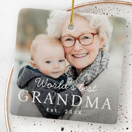 'S Werelds beste oma grootmoeder beste jaarfoto Keramisch Ornament