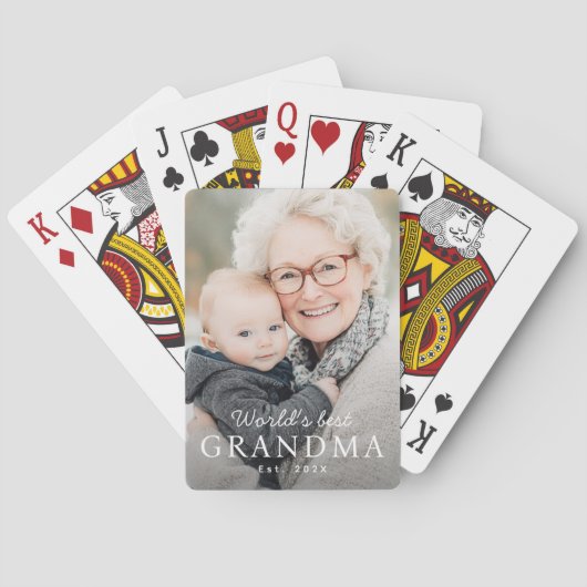 'S Werelds beste oma grootmoeder beste jaarfoto Pokerkaarten (Achterkant)