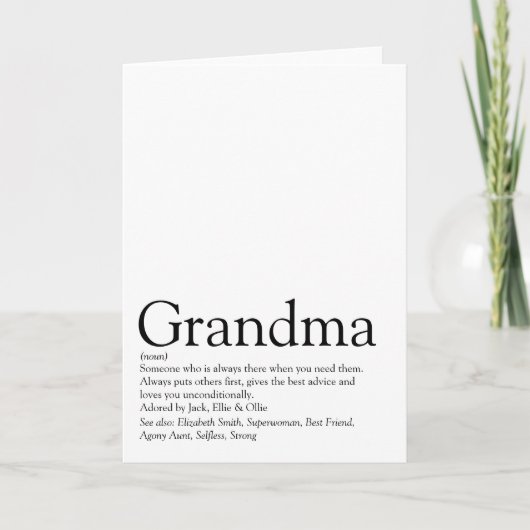 'S Werelds Beste Oma Grootmoeder Definitie Kaart (Voorkant)