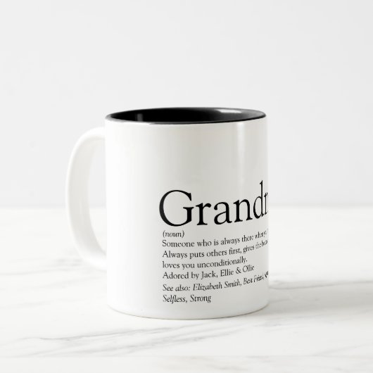 'S Werelds Beste Oma Grootmoeder Definitie Tweekleurige Koffiemok (Voorkant links)