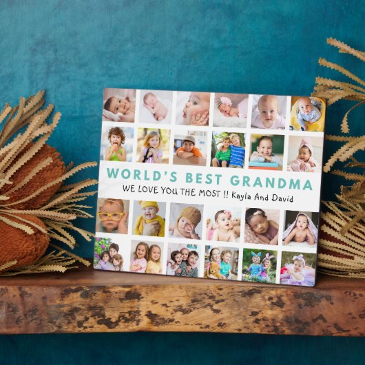 'S Werelds Beste Oma Kleinkinderen 24 Foto Collage Fotoplaat (Zijkant)