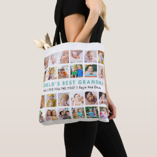 'S Werelds Beste Oma Kleinkinderen 24 Foto Collage Tote Bag