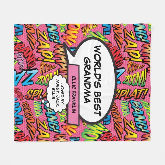 's Werelds beste oma leuk roze Fleece Deken (Voorkant (Horizontaal))
