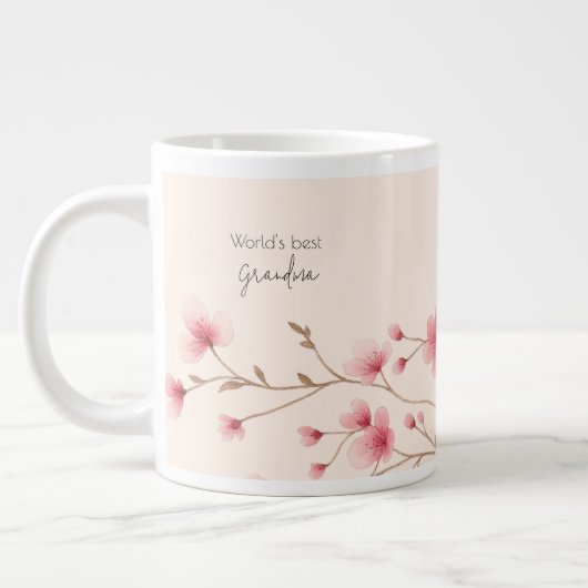 'S Werelds Beste Oma - Pastel Bloemen Gepersonalis Grote Koffiekop (Links)