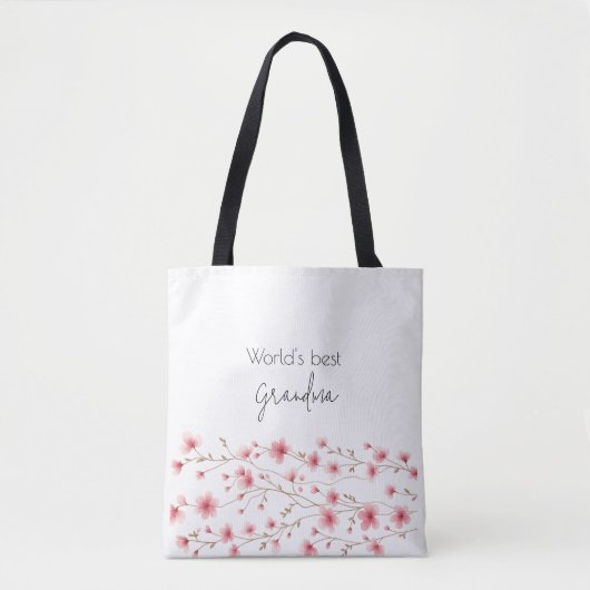 'S Werelds Beste Oma - Pastel Bloemen Gepersonalis Tote Bag (Voorkant)