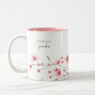 'S Werelds Beste Oma - Pastel Bloemen Gepersonalis Tweekleurige Koffiemok