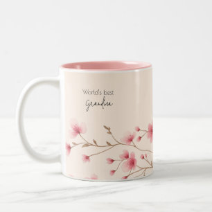 'S Werelds Beste Oma - Pastel Bloemen Gepersonalis Tweekleurige Koffiemok