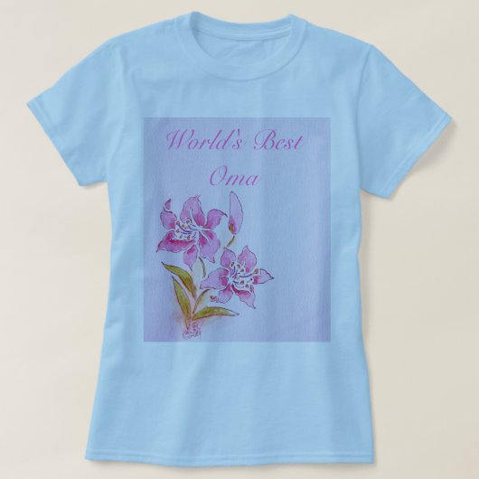 's Werelds beste oma roze Lily T-Shirt (Design voorkant)