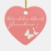 's Werelds beste oma roze vlinder hartversiering Keramisch Ornament (Voorkant)