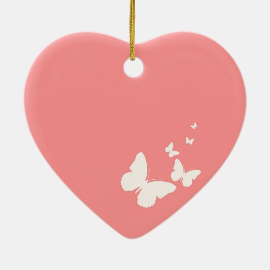 's Werelds beste oma roze vlinder hartversiering Keramisch Ornament (Achterkant)