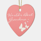 's Werelds beste oma roze vlinder hartversiering Keramisch Ornament (Links)