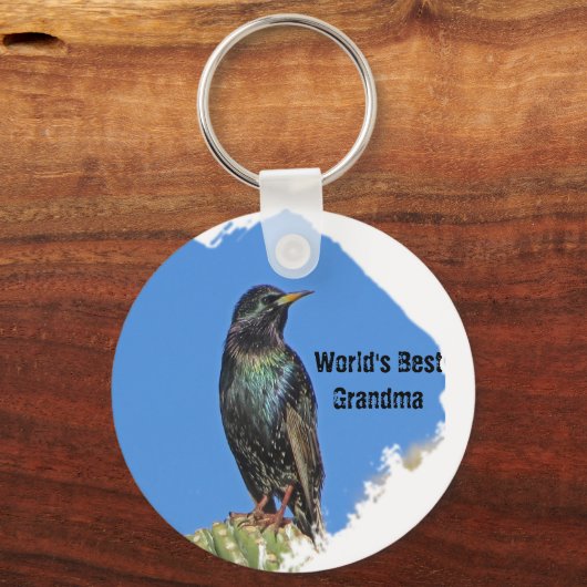 'S Werelds beste oma Starling en Cactus Zuidwest Sleutelhanger (Voorkant)