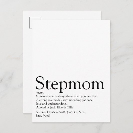 's Werelds beste ooit Stepmoeder, Stepmoeder Defin Briefkaart (Voorkant / Achterkant)