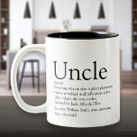 's Werelds beste oom Funcle Modern Definition Fun Tweekleurige Koffiemok<br><div class="desc">Pas je aan voor je speciale,  favoriete oom of Funcle om een unieke gave te creëer. Een perfecte manier om hem te shows hoe geweldig hij elke dag is. Ontworpen door: Thisnotme©</div>