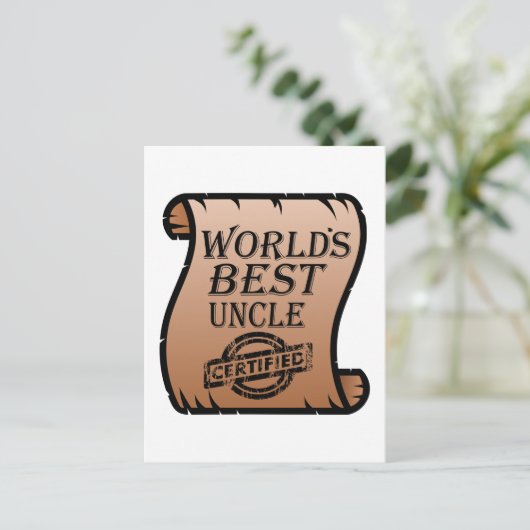 'S Werelds Beste Oom Gecertificeerd Certificaat Gr Briefkaart (Staand voorkant)