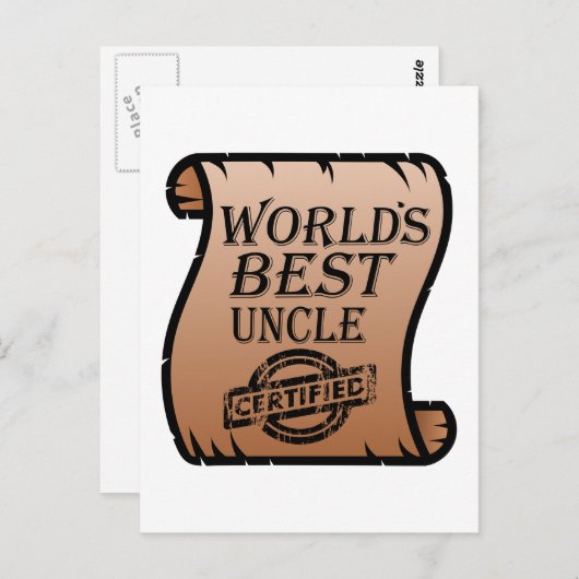 'S Werelds Beste Oom Gecertificeerd Certificaat Gr Briefkaart (Voorkant / Achterkant)