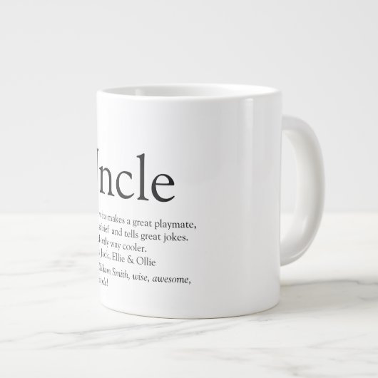 's Werelds beste oom Modern Black en White Grote Koffiekop (Voorkant rechts)