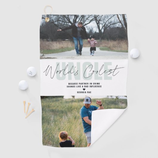 's Werelds beste oom | Moderne fotocollage Golfhanddoek (Insitu)