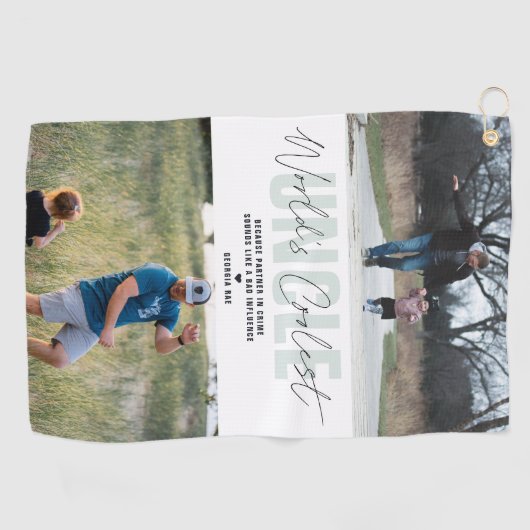 's Werelds beste oom | Moderne fotocollage Golfhanddoek (Horizontaal)