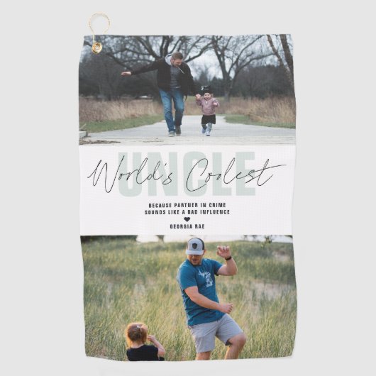 's Werelds beste oom | Moderne fotocollage Golfhanddoek (Voorkant)
