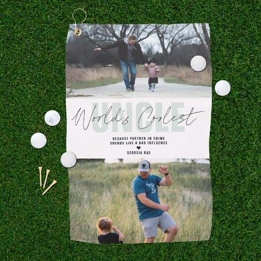 's Werelds beste oom | Moderne fotocollage Golfhanddoek