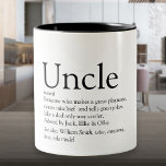 's Werelds beste oom ooit, 'Funcle Modern Definiti Tweekleurige Koffiemok<br><div class="desc">Pas je aan voor je speciale,  favoriete oom of Funcle om een unieke gave te creëer. Een perfecte manier om hem te shows hoe geweldig hij elke dag is. Ontworpen door: Thisnotme©</div>