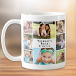 's Werelds beste oomfotocollage Koffiemok<br><div class="desc">Geef 's werelds beste oom een leuke mok voor fotocollage koffie waar hij jarenlang van zal genieten. U kunt personaliseren met 8 familiefoto's van zijn nichten en neven,  de uitdrukking "World's Best Uncle" aanpassen en de namen van zijn nichten en neven toevoegen.</div>