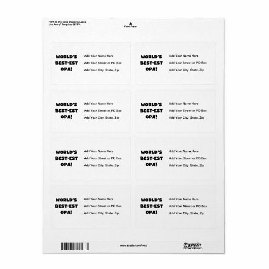 's Werelds beste Opa Black Text T-shirts en gesche Etiket (Full Sheet)