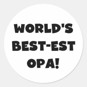 's Werelds beste Opa Black Text T-shirts en gesche Ronde Sticker