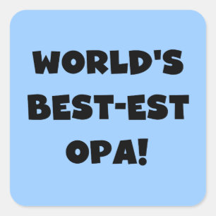's Werelds beste Opa Black Text T-shirts en gesche Vierkante Sticker