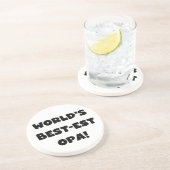 's Werelds beste Opa Black Text T-shirts en gesche Zandsteen Onderzetter (Zijkant)