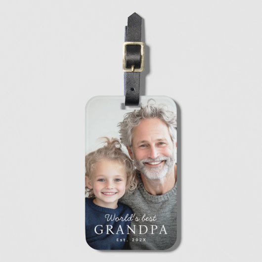 'S Werelds beste opa grootvader beste jaarfoto Bagagelabel (Voorkant (verticaal))
