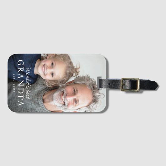 'S Werelds beste opa grootvader beste jaarfoto Bagagelabel (Voorkant (horizontaal))