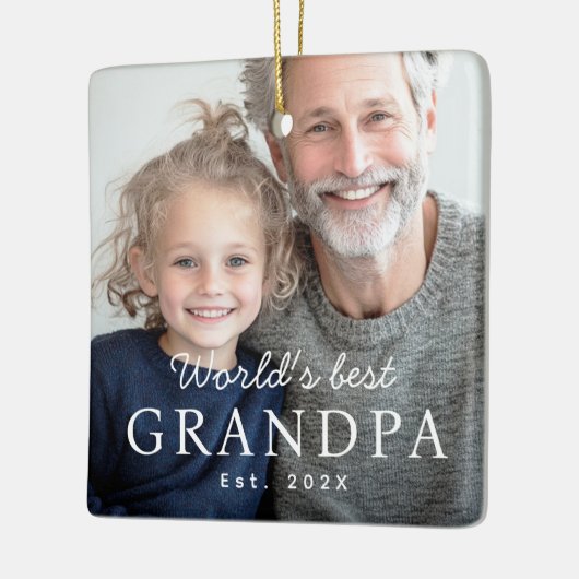 'S Werelds beste opa grootvader beste jaarfoto Keramisch Ornament (Links)