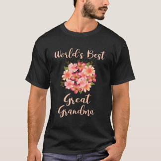 's Werelds beste overgrootmoeder mooie perzik bloe T-shirt