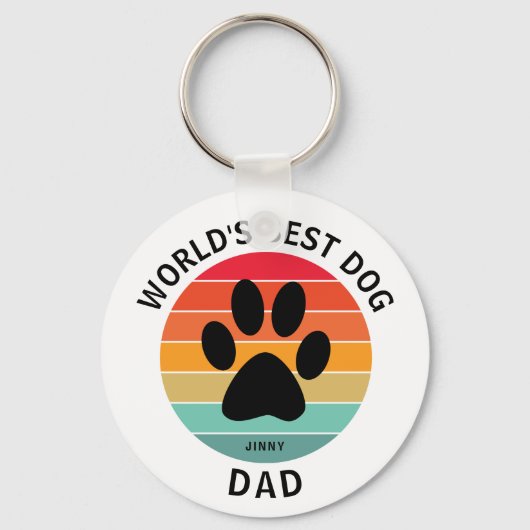 's Werelds beste pap pawprint Retro Sunset Custom Sleutelhanger (Voorkant)