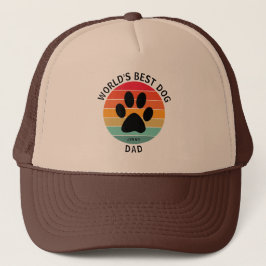 's Werelds beste pap pawprint Retro Sunset Custom Trucker Pet