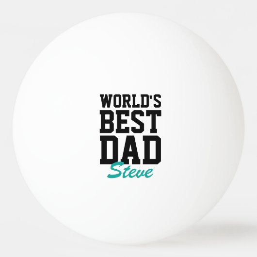 's Werelds Beste Pap Zwart en Blauwgroen Vaderdag Pingpongbal (Voorkant)