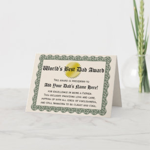 'S Werelds Beste Papa Award Certificaat Kaart
