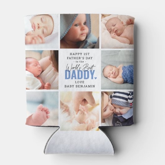 's Werelds beste papa fotocollage Blikjeskoeler (Achterkant)