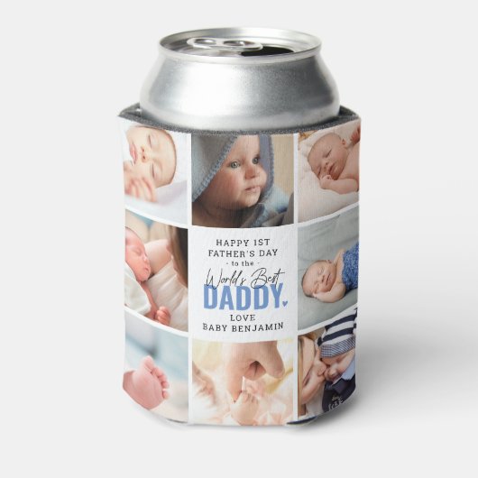 's Werelds beste papa fotocollage Blikjeskoeler (Blikje Achterkant)