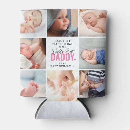 's Werelds beste papa fotocollage Blikjeskoeler (Voorkant)