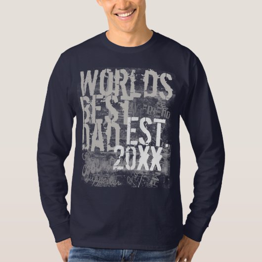 's Werelds beste papa grunge graffitti tekst zwart T-shirt (Voorkant)