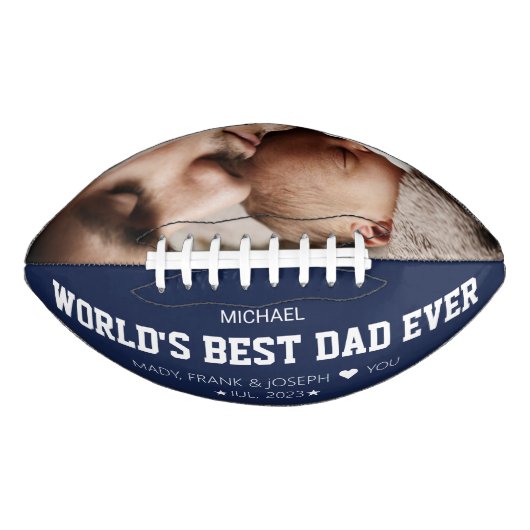 's Werelds beste PAPA ooit Modern Cool Wit en blau American Football (Voorkant)