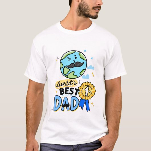 's Werelds beste papa T-shirt #1 Dad Vaderdag Gift (Voorkant)