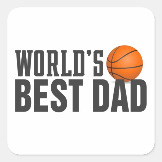 's Werelds beste papa typografie basketbal | STICK Vierkante Sticker (Voorkant)