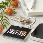 's Werelds beste papa typografie Football | Button Sleutelhanger (Voorkant Rechts)
