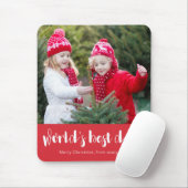 'S Werelds Beste Papa Typografie Foto Rode Vakanti Muismat (Met muis)